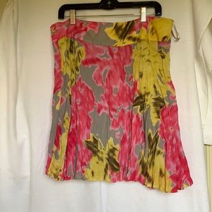 INC skirt, pink yellow grey. Size 16. Polyester.